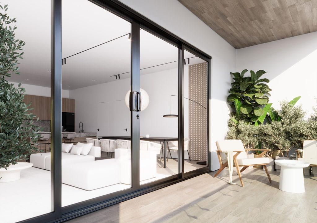 Modern showroom displaying Concept Aluminium’s thermal residential and commercial window and door systems, 2024.